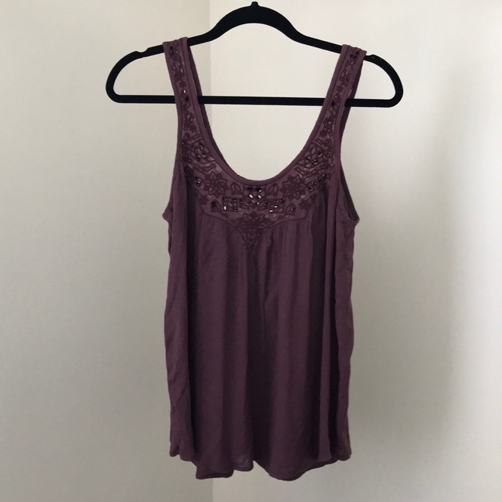 AEO Embroidered cut out tank